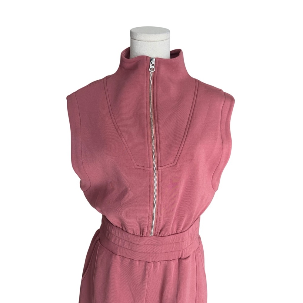 Varley - DoubleSoft Linvale Sleeveless Zip Front Playsuit Pink Sz S - Picture 5 of 11